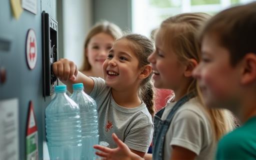 Children learning about recycling
